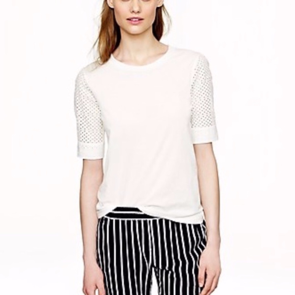 J. Crew Eyelet Back-Zip T-Shirt: Small